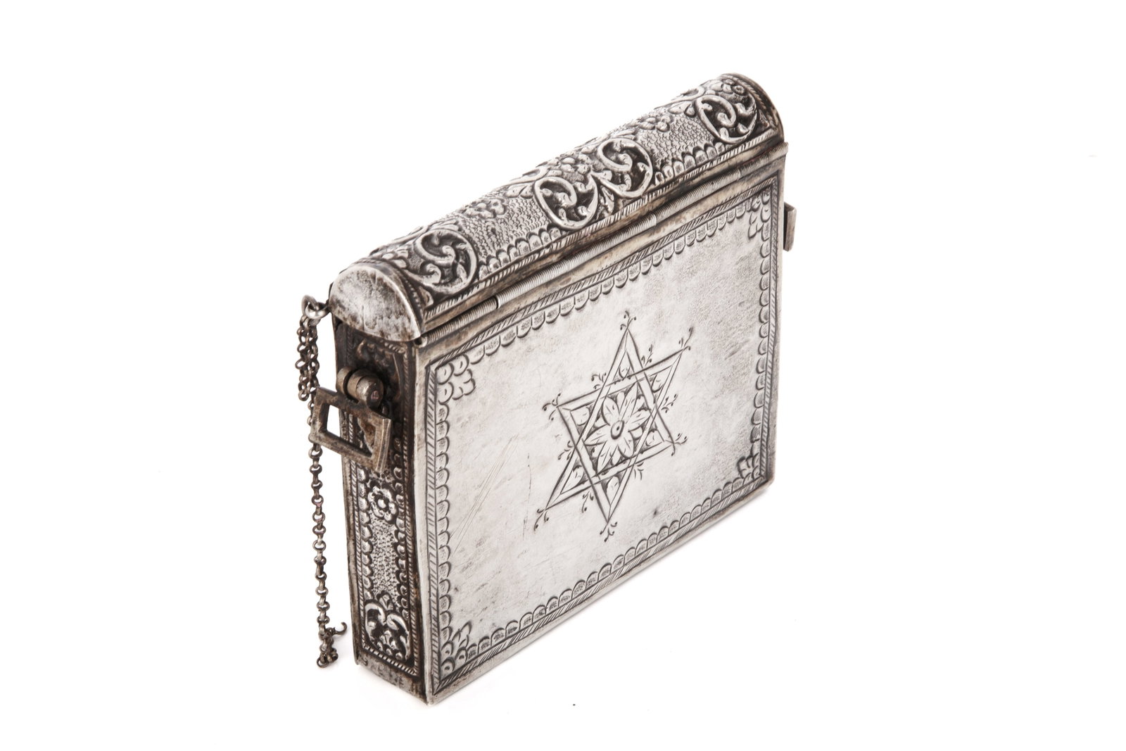 19th C TURKISH OTTOMAN REPOUSE SILVER CASE - 2