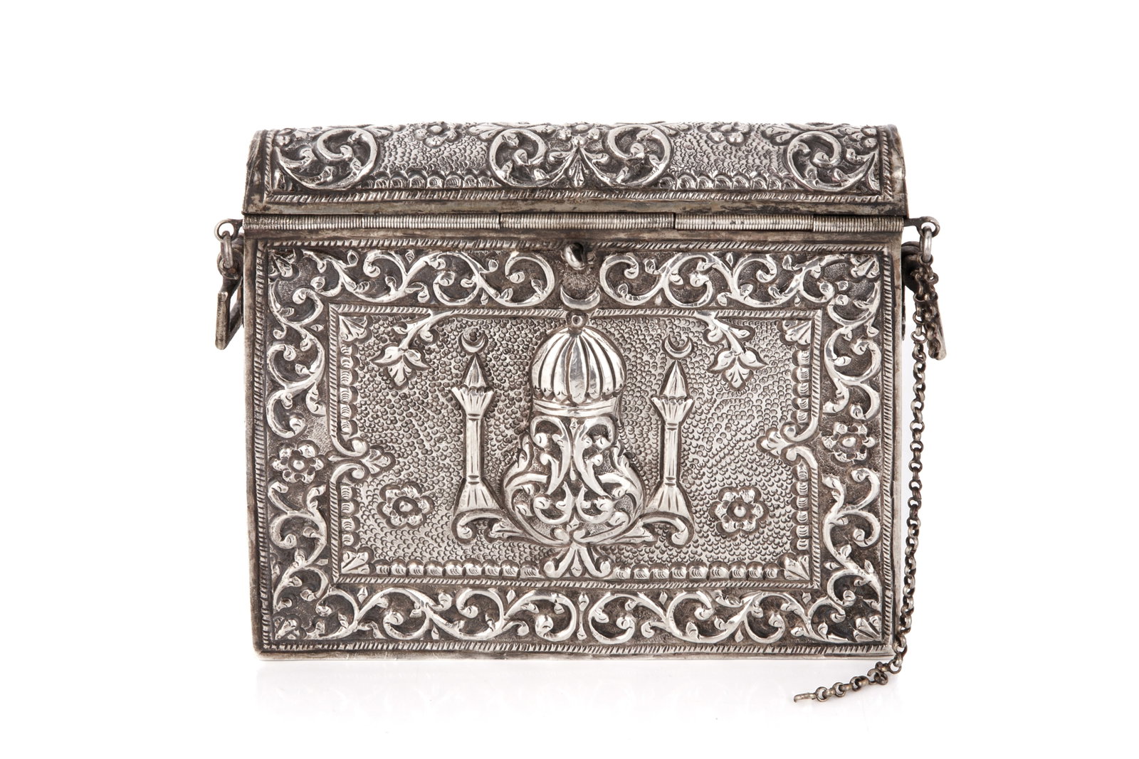 19th C TURKISH OTTOMAN REPOUSE SILVER CASE - 5