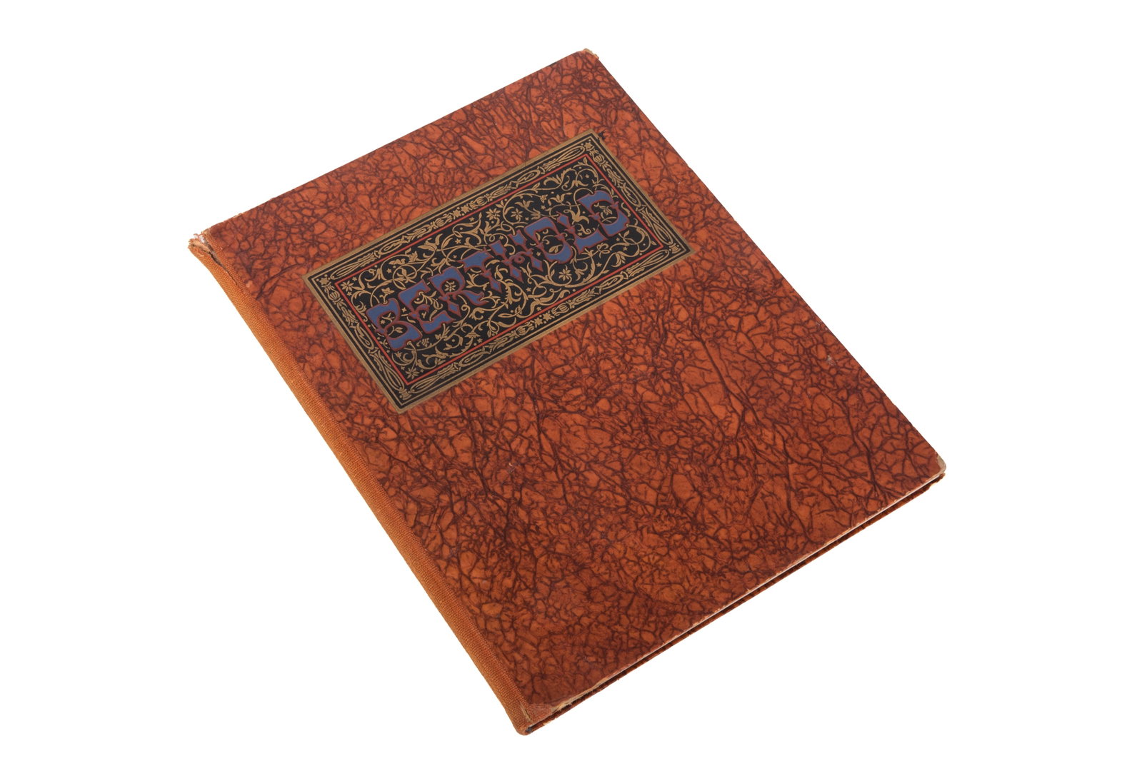 H. BERTHOLD SCHRIFTGIESSEREIEN: Und Messinglinien-Fabriken Aktien-Gesellschaft Hardcover brown batik paper book cover with Berthold in Hebrew text. Hebrew and Yiddish typefaces, printedBerlin, 1924. L 9in (23cm)