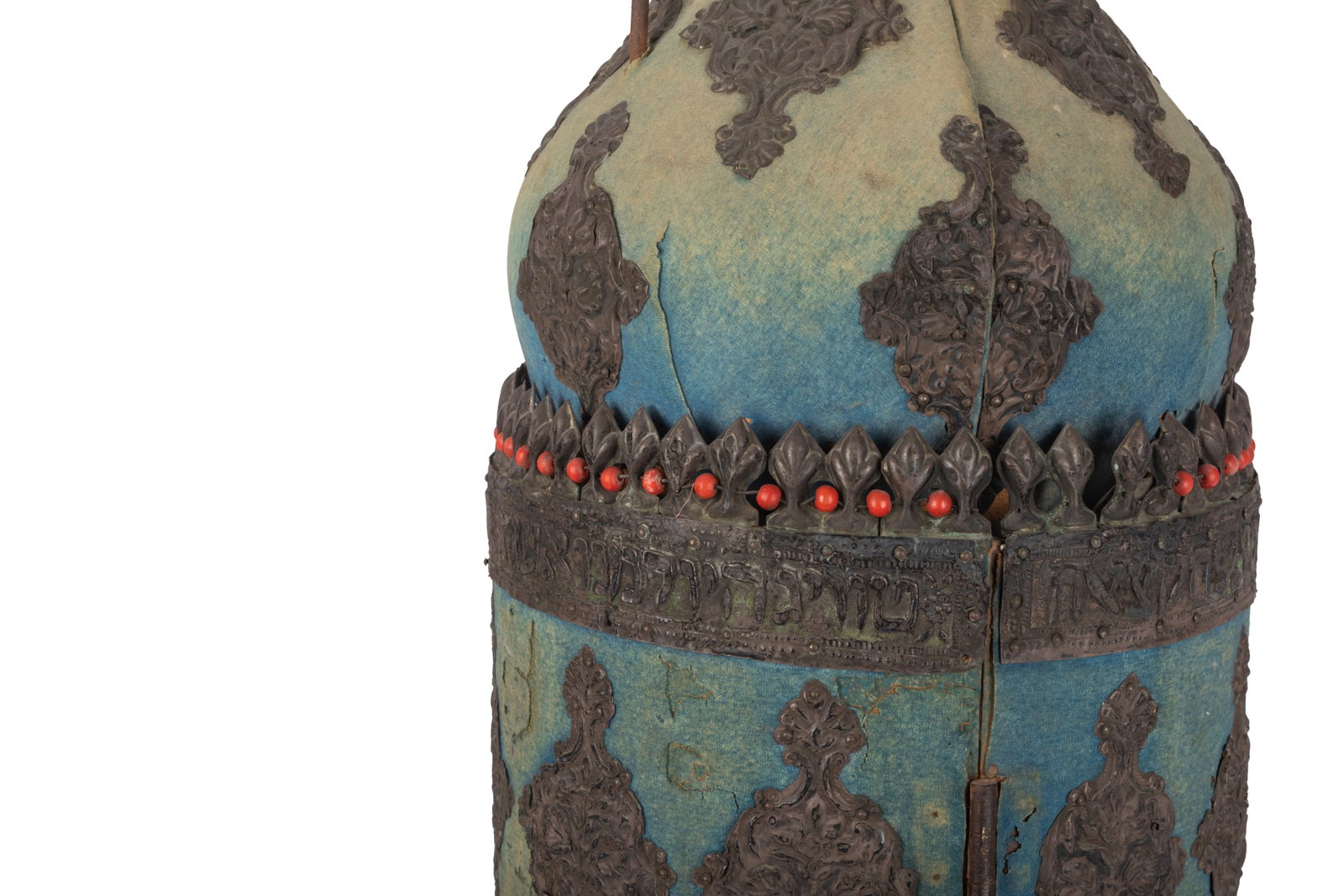 19th C MIDDLE EASTERN SILVER MOUNTED TORAH CASE - 5