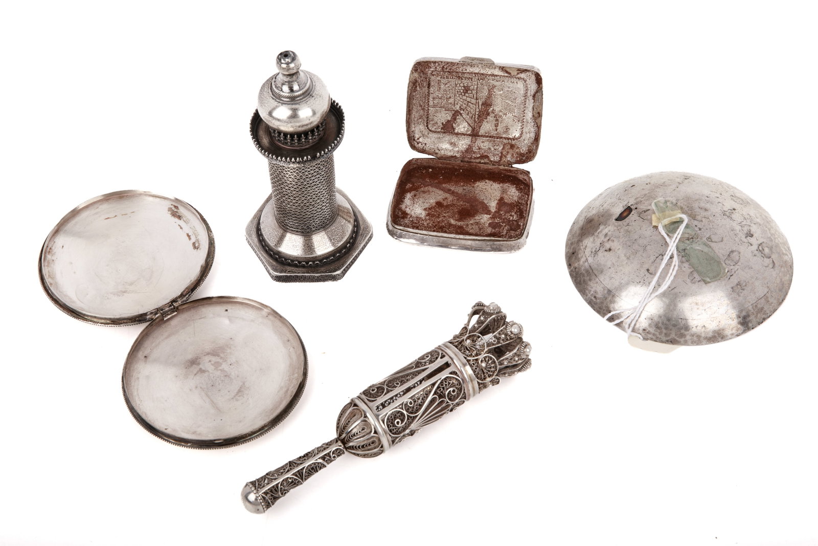FIVE JUDAICA SILVER OBJECTS - 5