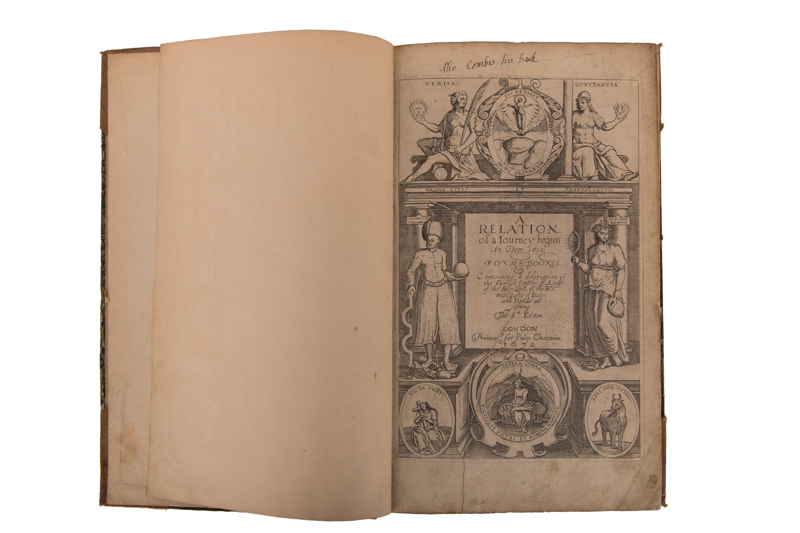 GEORGE SANDY: A RELATION OF A JOURNEY BEGUN: An: Dom: 1610, Containing a description of the Turkish Empire, of ?gypt, of the Holy Land, of the remote parts of Italy, and ilands adioyning. 7th Edition Printed forJohn Williams Junior at Crown in
