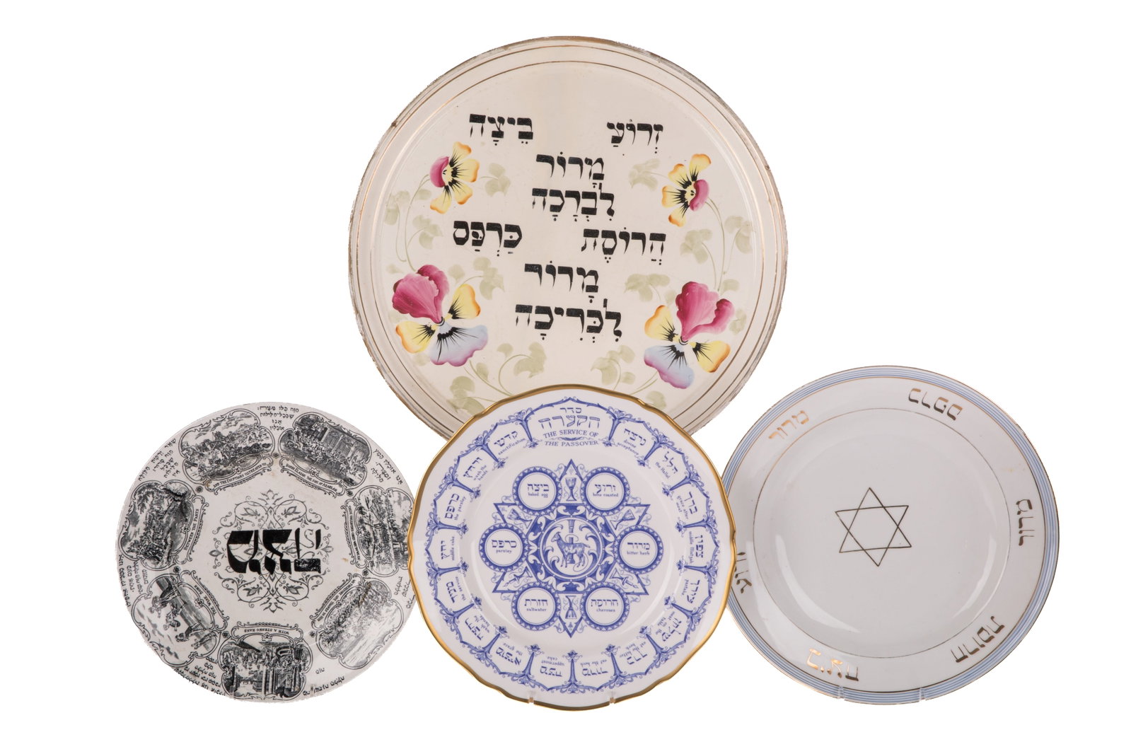 FOUR POTTERY SEDER PLATES (1 of 2)