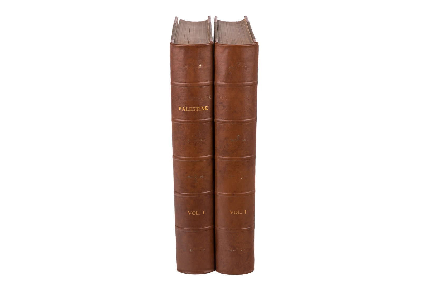 TWO LEATHER BOUND VOLUMES: PICTURESQUE PALESTINE (1 of 1)