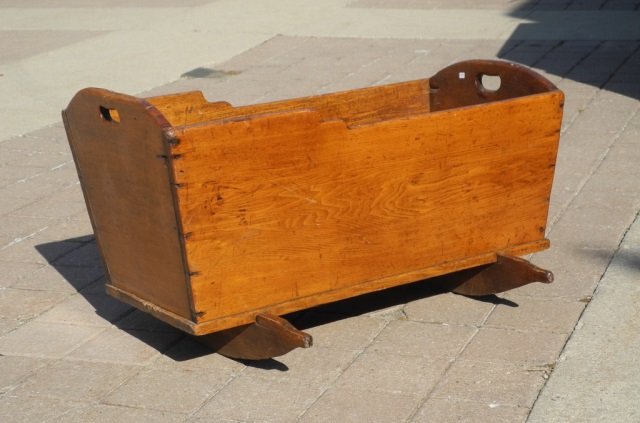 17th C. Habitant baby cradle: 39" x 20" x 17 1/2"