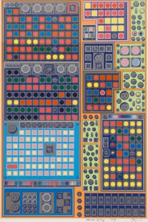 Eduardo Paolozzi (English 1924 - 2005): MULTI CHANNELED PROTOTYPE Signed and dated lower right 1970 Serigraph, 74/120 29 1/2 X 20" Pollock Gallery label verso"