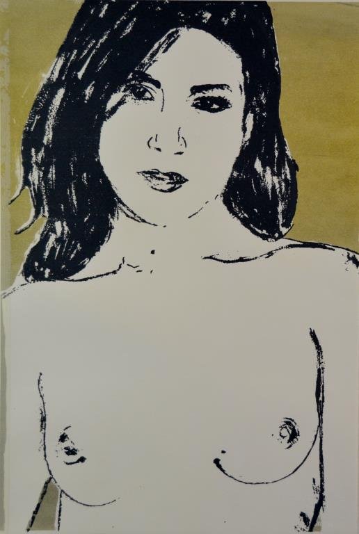 David Bromley (Australian 1960 - ): UNTITLED (NUDE YOUNG WOMAN) Screenprint, Artist's proof Unsigned Image size: 22" x 14 1/2"/ cm Overall: 26 3/5" x 19" / 68cm x 48.3