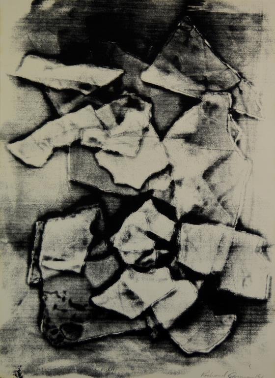 Richard Gorman (Canadian 1935-): Untitled: Black & White Abstract Monoscreen Signed lower right, dated 1961 23 x 16 in.