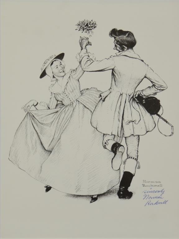 Signed Norman Rockwell print w. album: Framed print, signed by the artist Album inscribed "Best Wishes To Dr. William Getting, Sincerely, Norman Rockwell" Image: 12 1/2" x 9 1/2" / 31.8cm x 24cm Overall: 19" x 16" / 48.3cm x 40.6cm