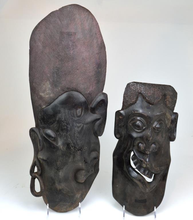 Two Makonde Ebony Figural Plaques: H of largest 24 1/2 in.