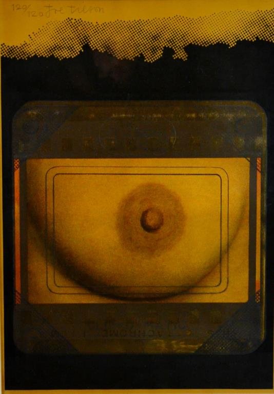 JOE TILSON R.A . (Scottish b. 1934): CLIPOMATIC TIT 1970 Screenprint on acetate with metallised film 120/120 Signed & numbered upper right Overall: 28 3/4" x 20 1/2" / 73cm x 52cm Marlborough Goddard Gallery label verso