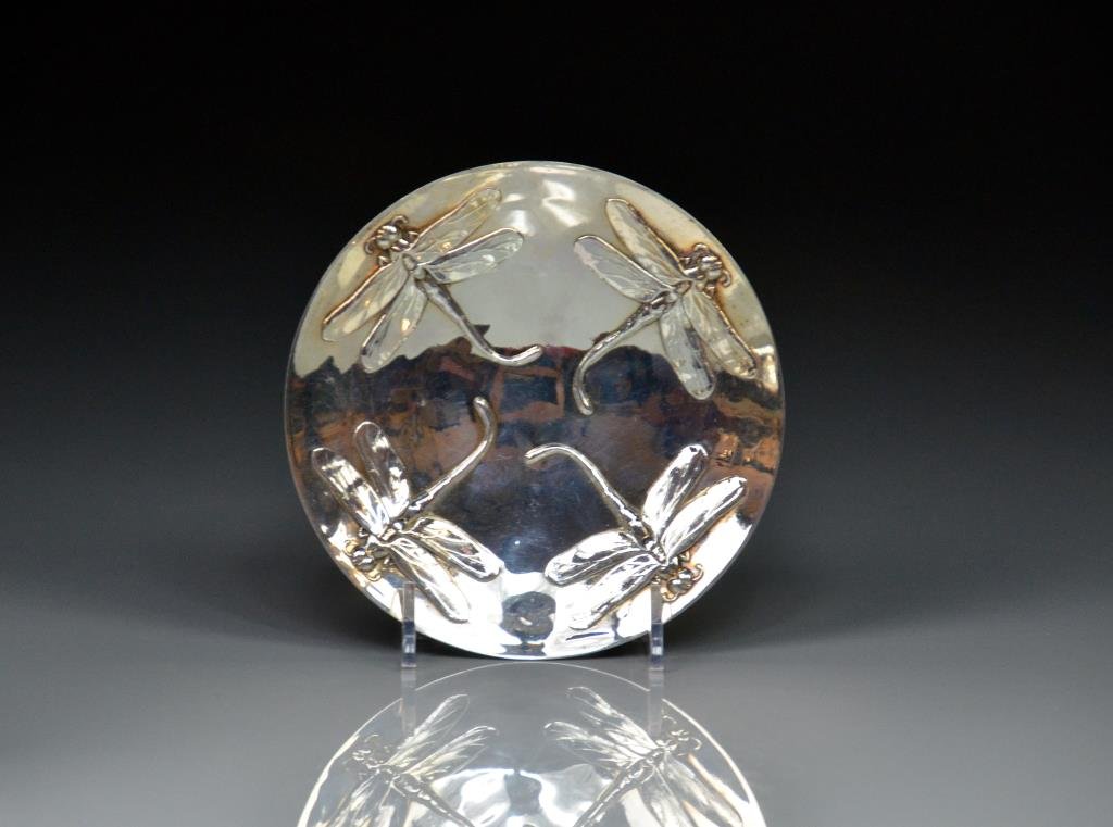 CHRISTOFLE SILVER PLATED DRAGONFLY DISH: Dia 13.3 cm. (5 1/4 in.)