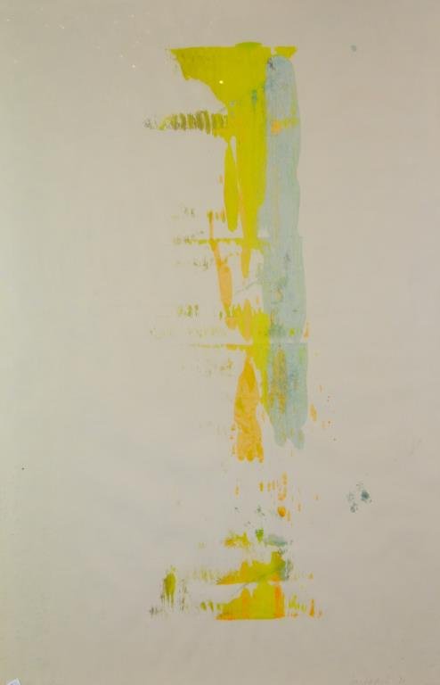David DIAO (Diao Deqian, Chinese/Amer.1943 ): UNTITED: abstract, acrylic on paper, signed and dated 1971 lower right, paper size: 40" x 26" / 101.6cm x 66cm, overall: 42" x 28" / 106.7cm x 71cm Dunkelman Galleries label verso