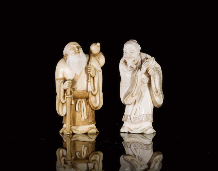 TWO JAPANESE IVORY OKIMONOS (1 of 2)