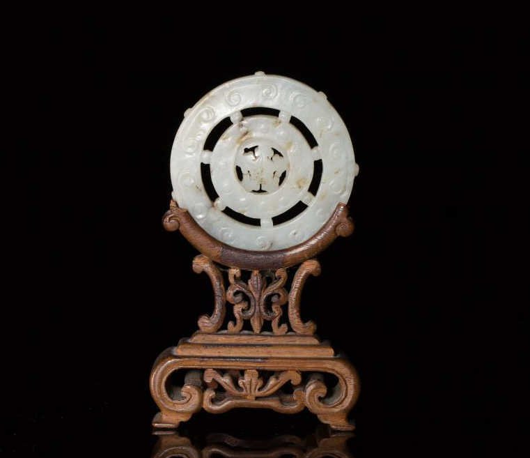 CHINESE LIGHT CELADON JADE PUZZLE DISC (1 of 10)