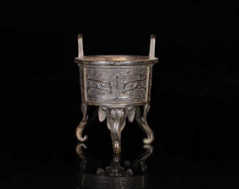 18TH C CHINESE ARCHAISTIC BRONZE TRIPOD CENSER (1 of 9)