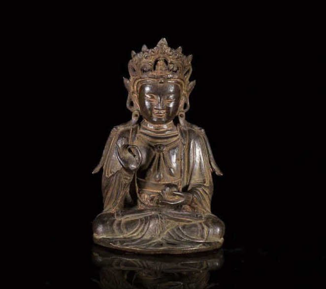 CHINESE MING BRONZE SEATED FIGURE OF GUANYIN (1 of 10)
