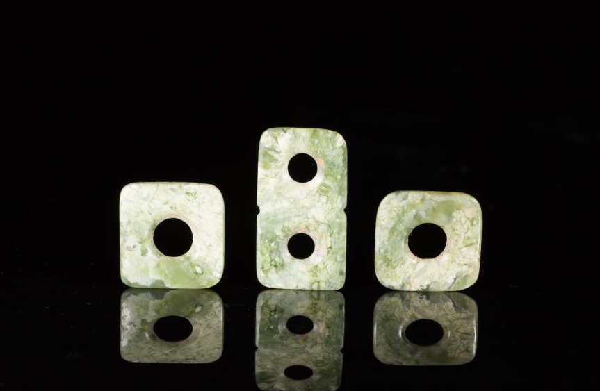 THREE CHINESE GREEN JADE PENDANT DISCS (1 of 1)