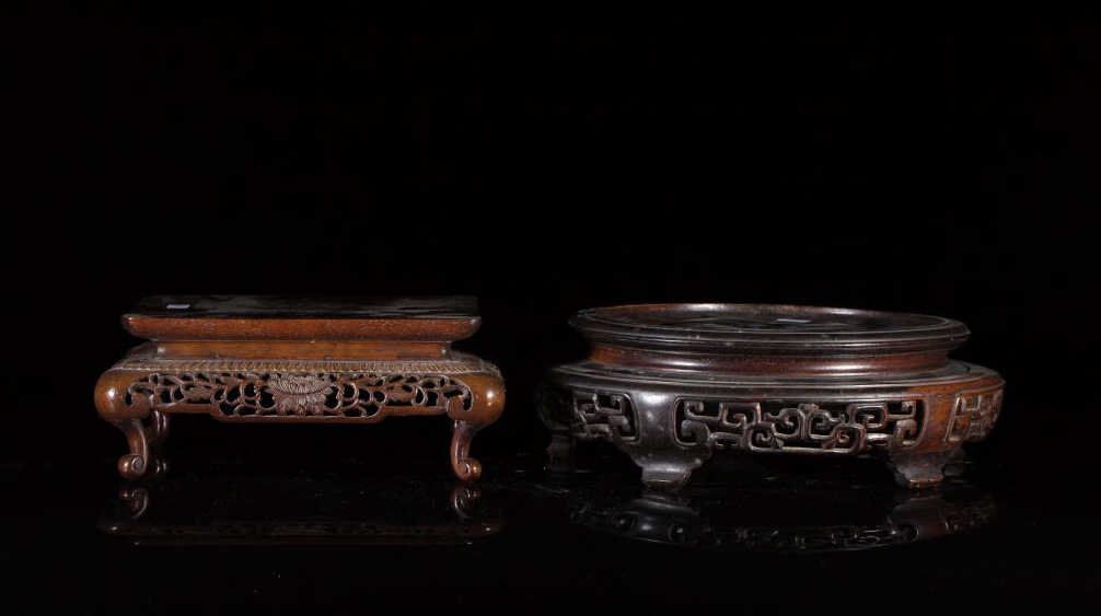 TWO CHINESE CARVED HARDWOOD STANDS (1 of 1)