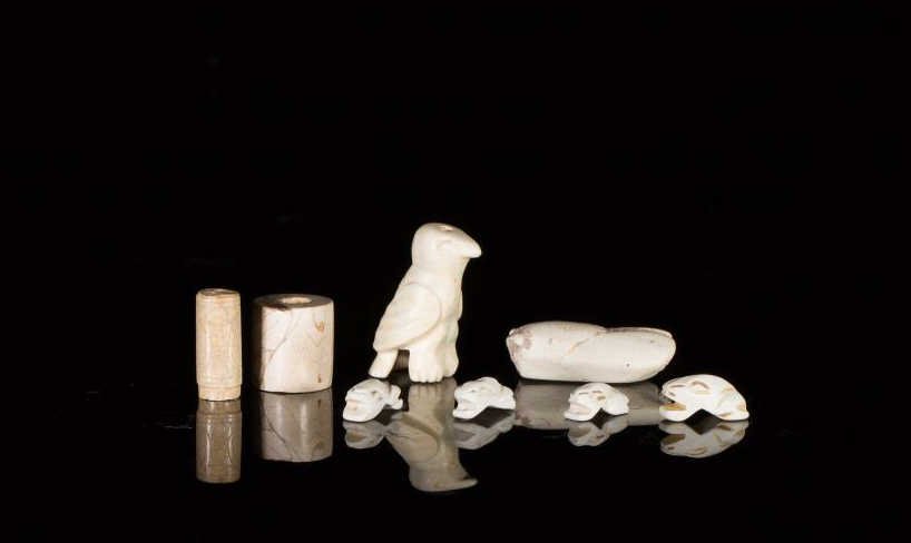 EIGHT CALCIFIED JADE CHINESE CARVINGS (1 of 10)