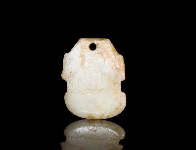 CALCIFIED WHITE JADE CHINESE AXE SHAPED PENDANT (1 of 1)