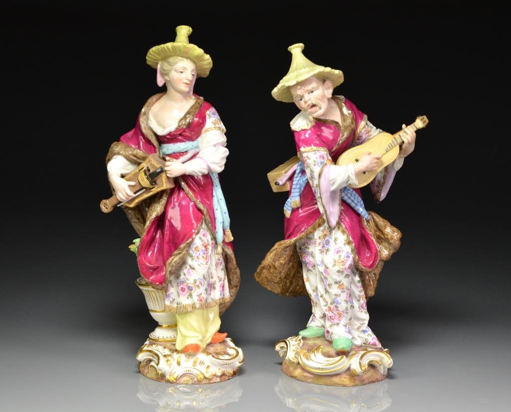 PAIR OF MEISSEN PORCELAIN MALABAR FIGURES (1 of 9)