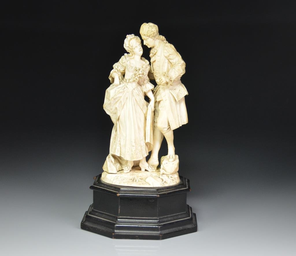 DIEPPE CARVED IVORY FIGURAL GROUP OF A COUPLE (1 of 2)
