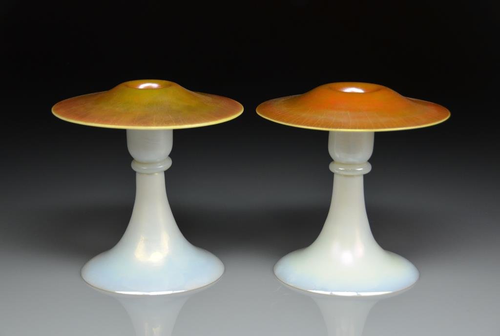 PAIR OF STEUBEN GLASS CANDLESTICKS (1 of 4)