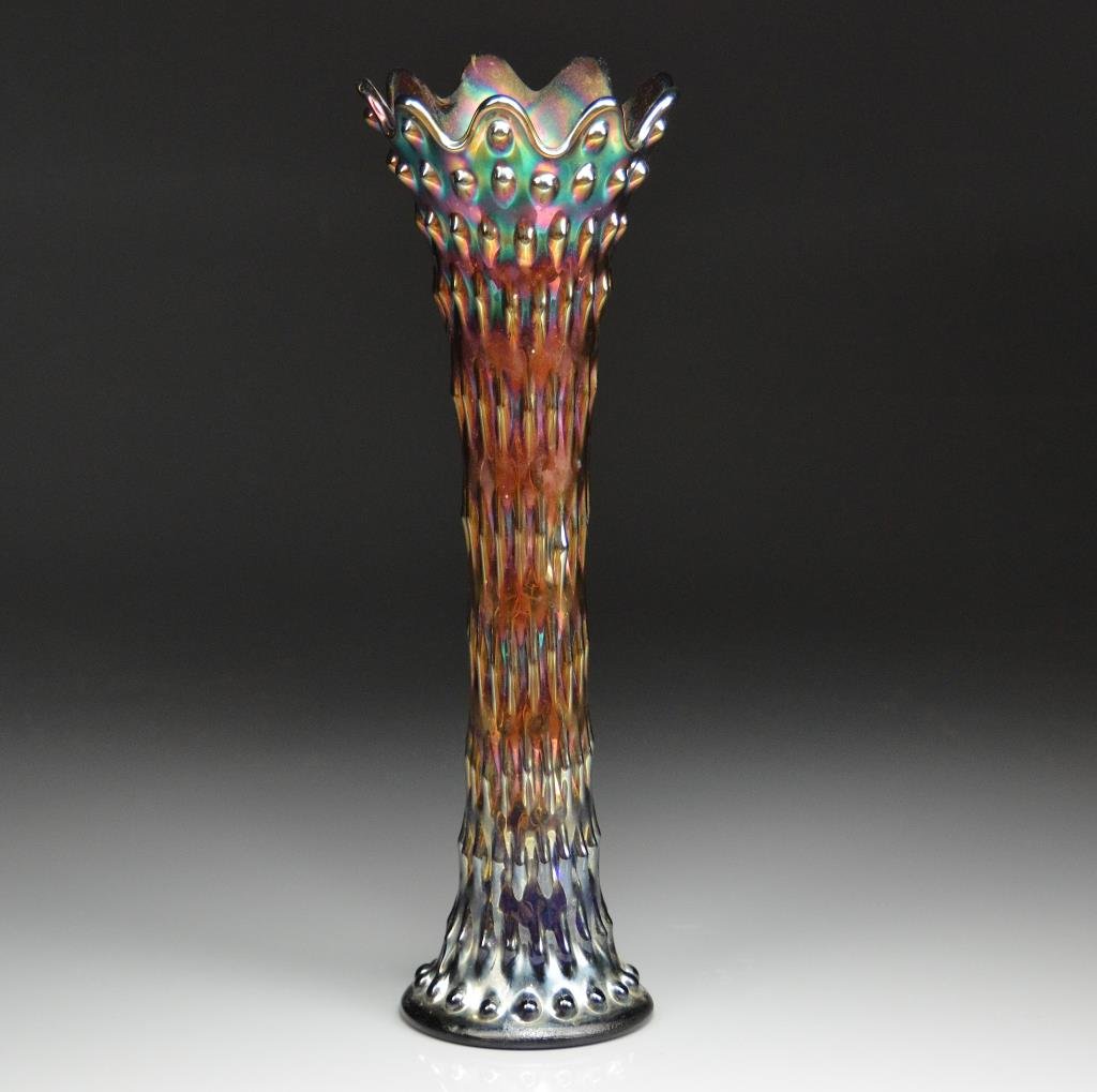 FENTON RUSTIC PATTERN CARNIVAL GLASS VASE (1 of 4)