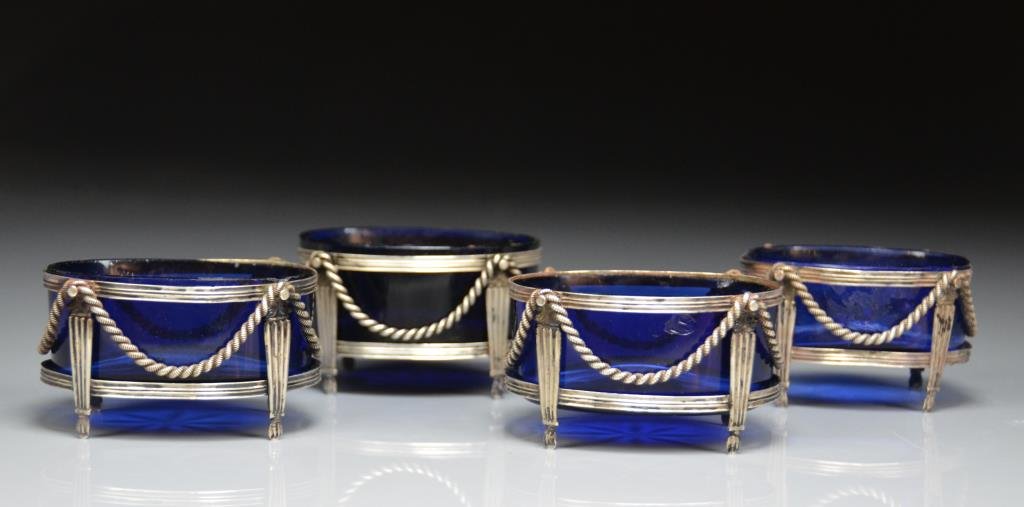 FOUR CONTINENTAL SILVER OPEN SALTS (1 of 4)