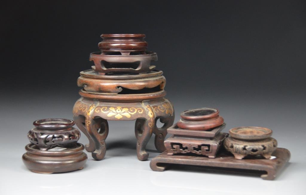Ten Chinese Finely Carved Hardwood Stands (1 of 1)