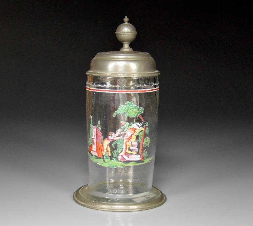 19TH C. BOHEMIAN GLASS TANKARD (1 of 4)