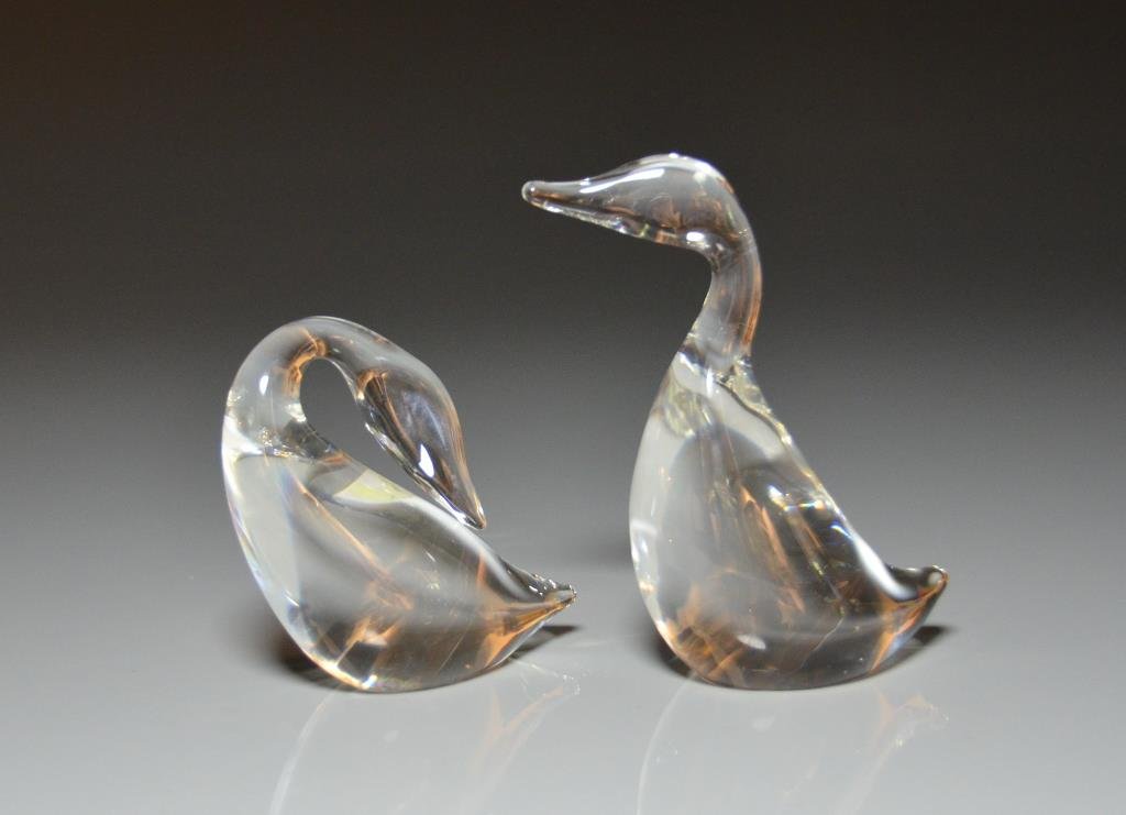 TWO STEUBEN GLASS DUCK PAPERWEIGHTS (1 of 1)