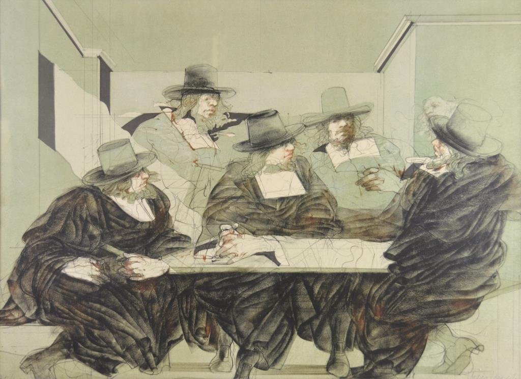 Claude WEIBUCH (French, 1927 - 2014): THE CLOTHIERS OF AMSTERDAM, lithograph in colours 75/280, signed in pencil lower right.Visible: 21 1/2\" x 29 1/2\" / 54.6cm x 75cm.Framed: 26\" x 34\" / 66cm x 86.1cm.