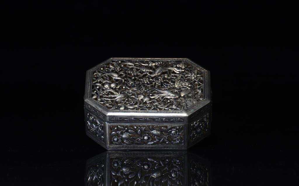 CHINESE EXPORT PIERCED SILVER BOX (1 of 10)