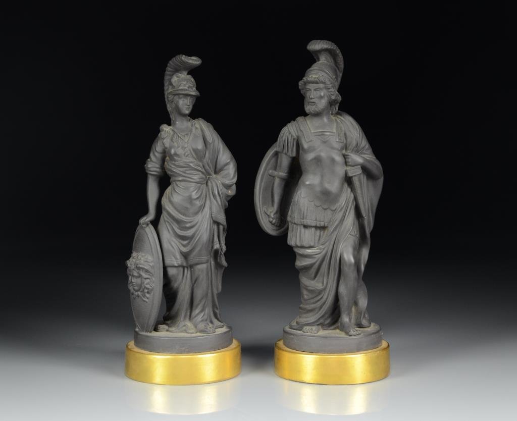 PAIR OF BLACK BASALT PORCEAIN FIGURES (1 of 1)