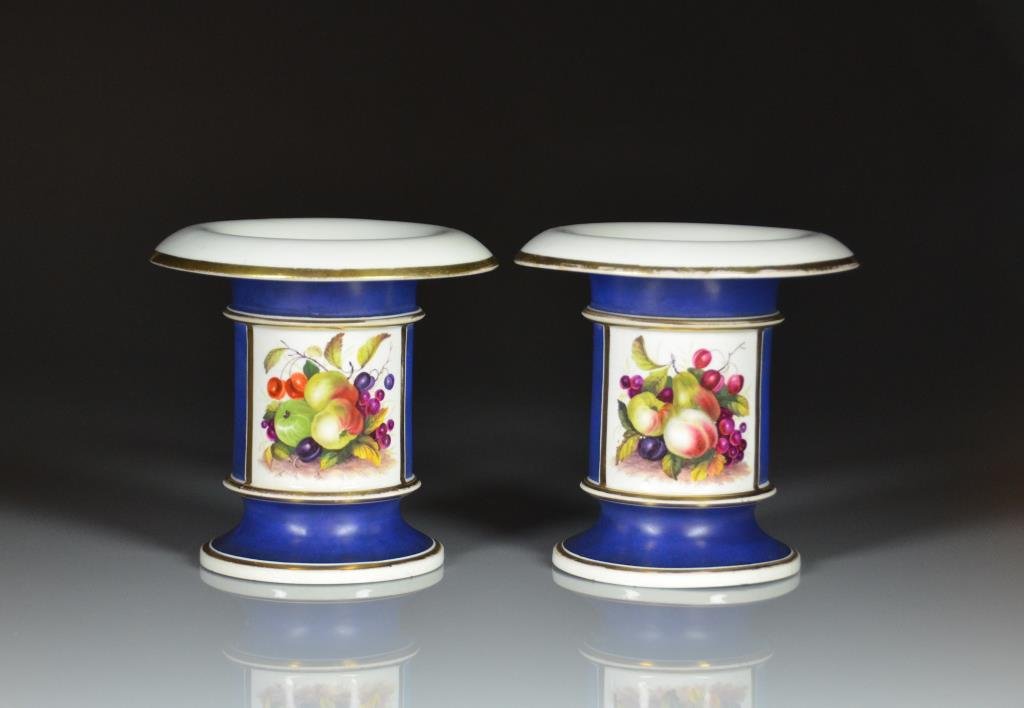 PAIR OF ENGLISH 19th C PORCELAIN VASES (1 of 5)