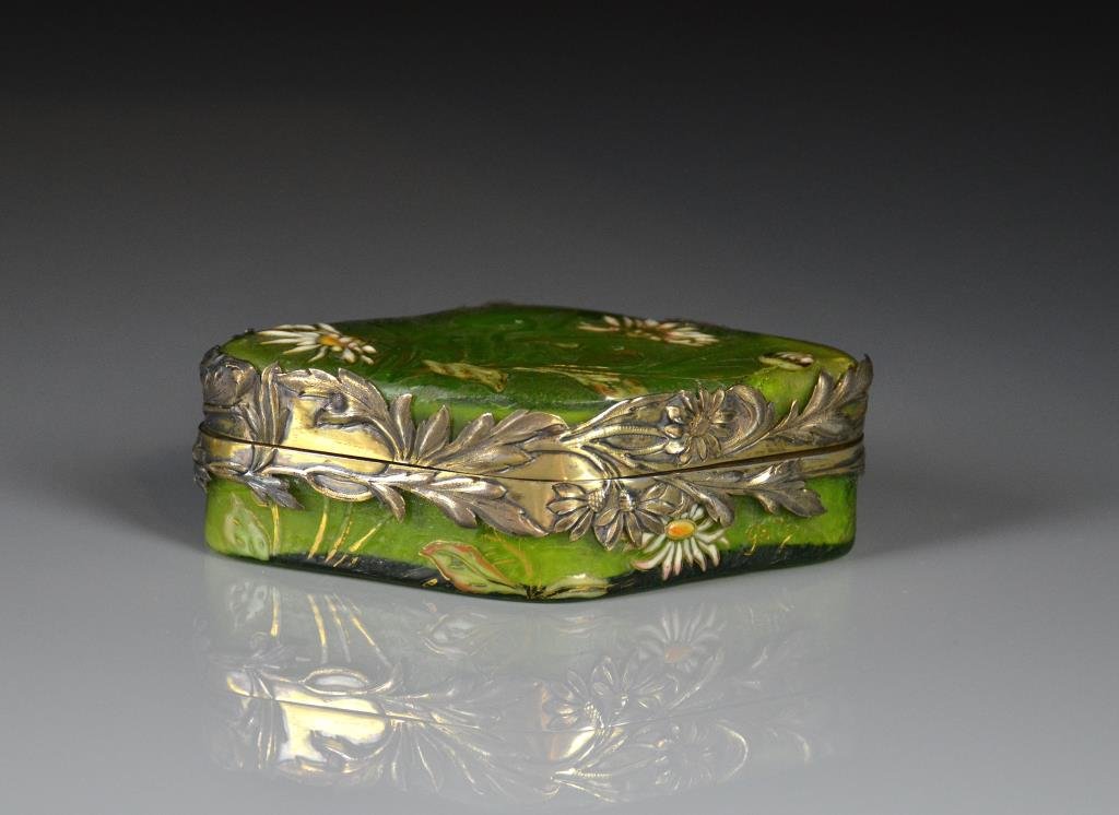 GALLE ART GLASS BOX WITH SILVER MOUNTS (1 of 8)