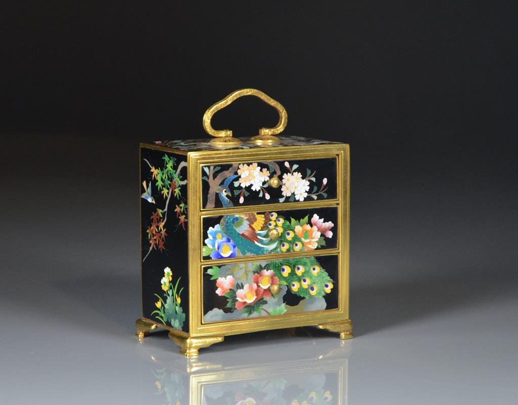 JAPANESE CLOISONNE MINIATURE JEWELLERY CHEST (1 of 5)