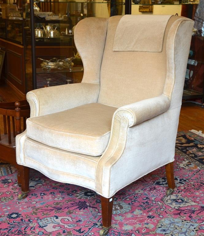 ENGLISH IMPERIAL MARKED WINGCHAIR, EARLY 20th C (1 of 5)