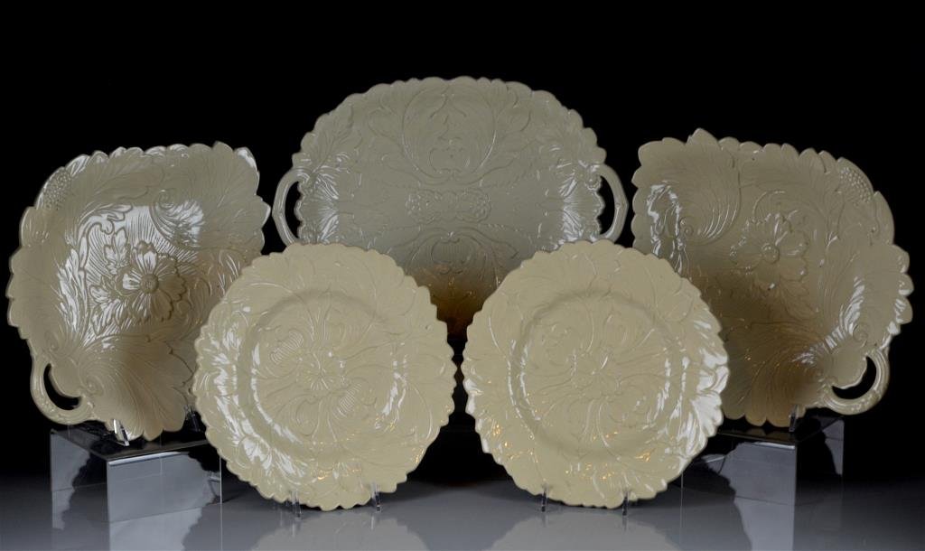 19th C DRABWARE DESSERT SERVICE (1 of 6)