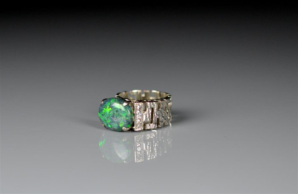 WHITE GOLD, OPAL & DIAMOND RING (1 of 6)