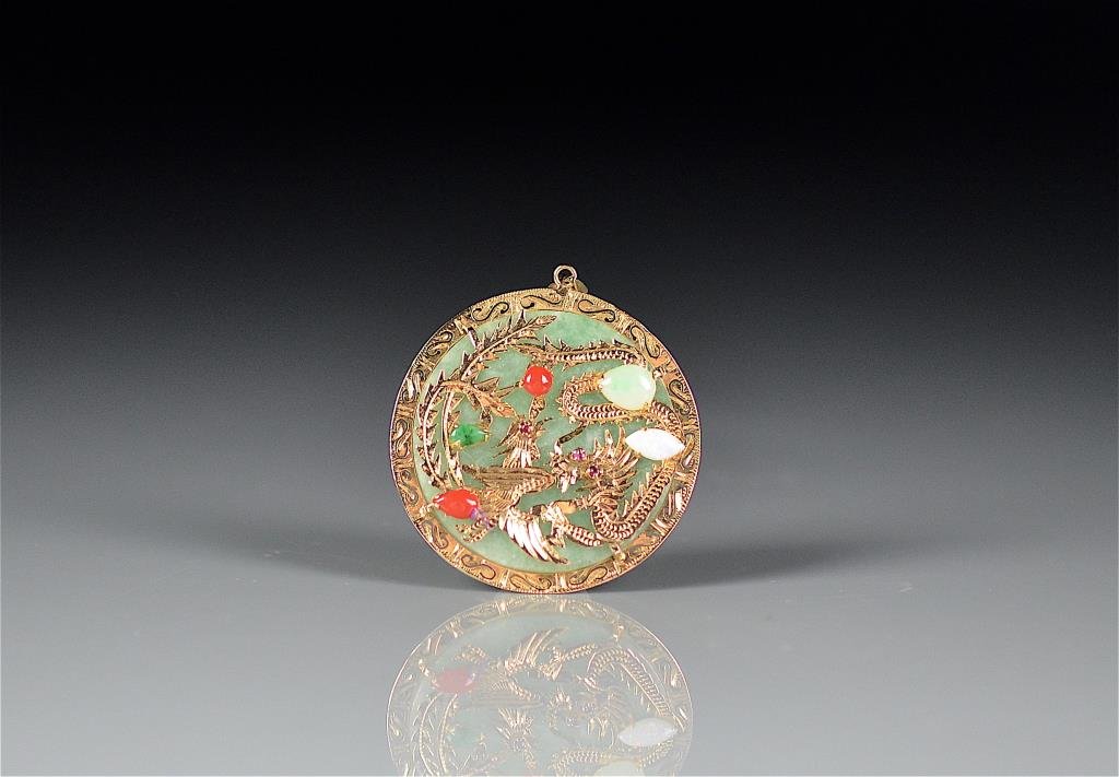 JADEITE & 14K YELLOW GOLD PENDANT (1 of 2)