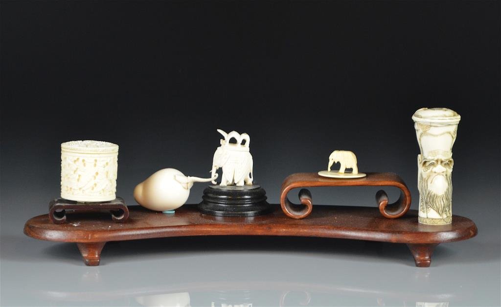 COLLECTION OF CARVED IVORY FIGURES & OBJECTS (1 of 3)