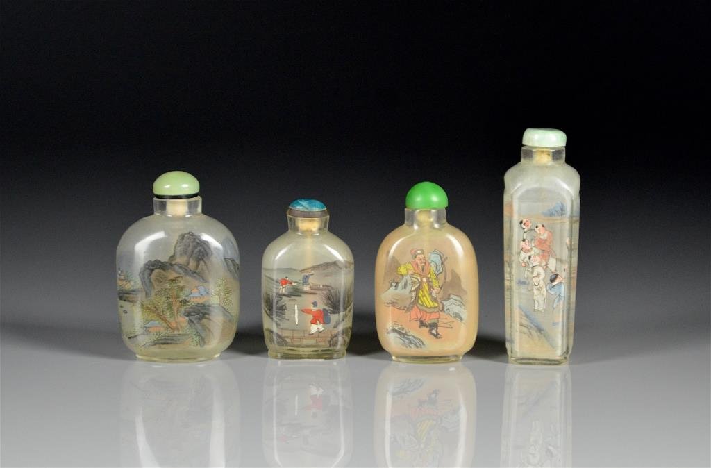 FOUR CHINESE INTERIOR PAINTED SNUFF BOTTLES (1 of 2)