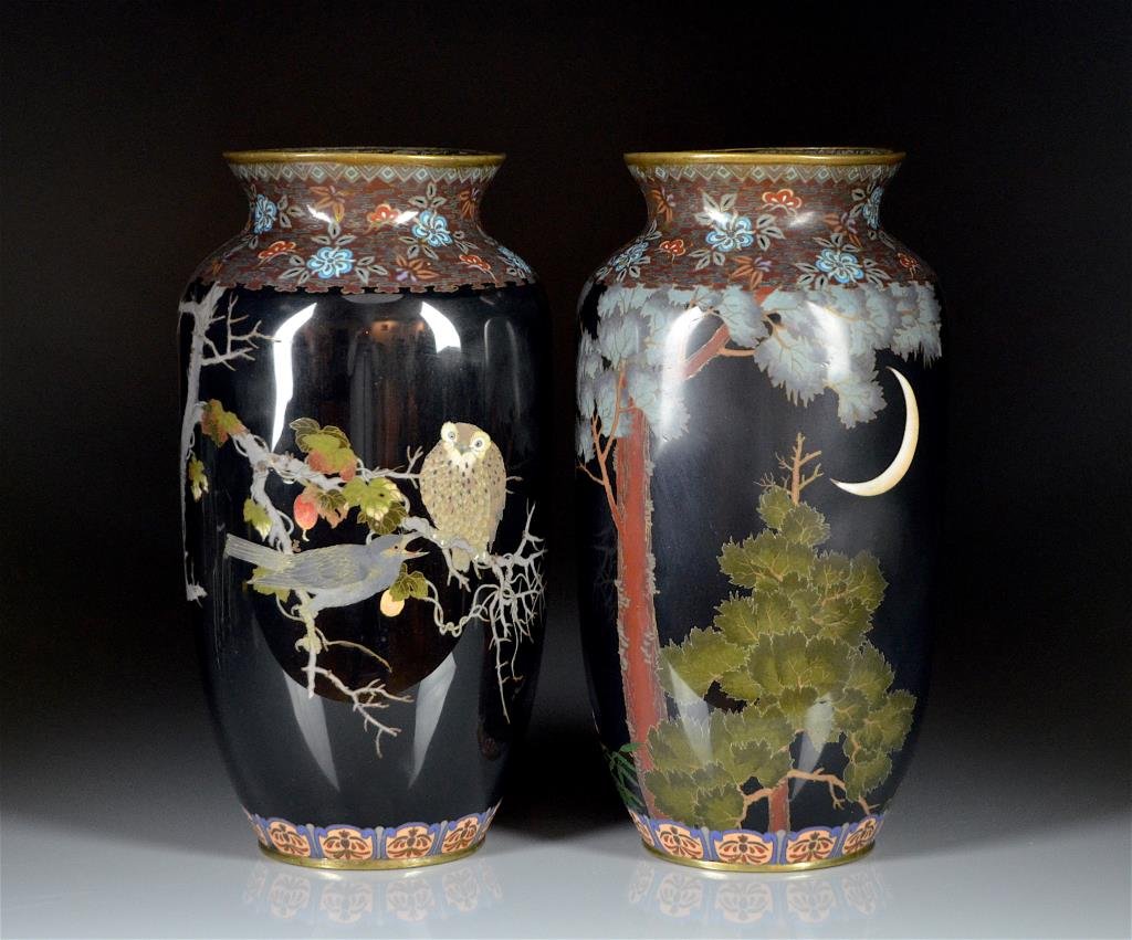 PAIR OF JAPANESE CLOISONNE VASES (1 of 10)