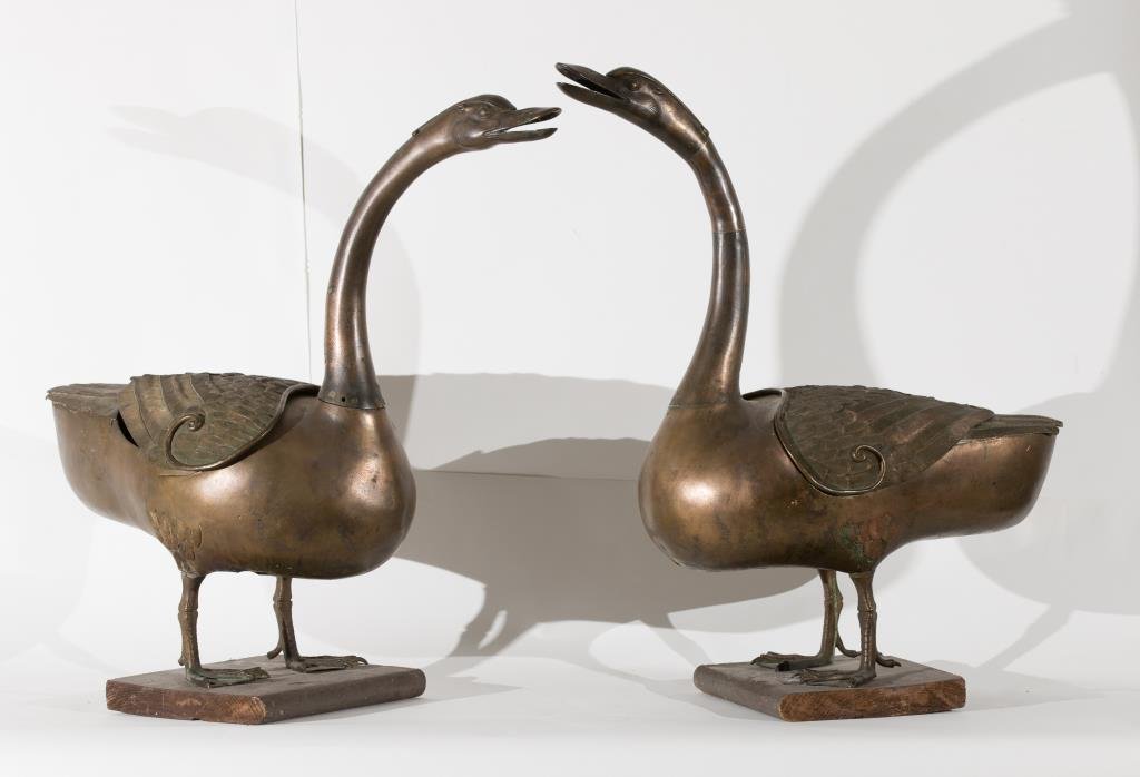 PAIR OF CHINESE FIGURAL BRONZE CENSERS (1 of 1)