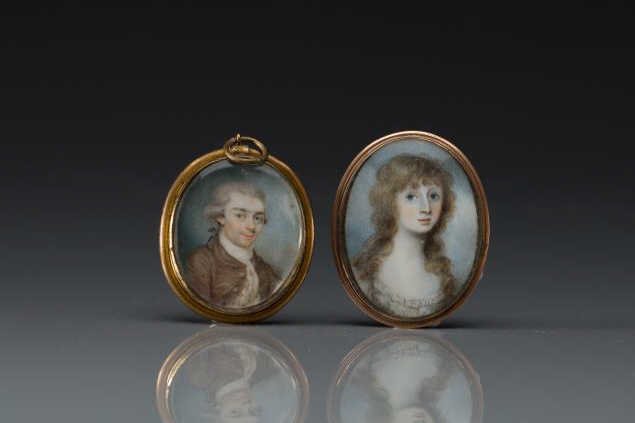 TWO HAND PAINTED PORTRAIT MINIATURES (1 of 5)