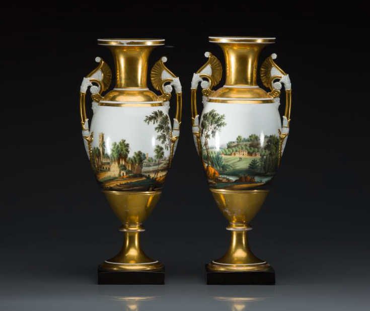 PAIR OF RARE RUSSIAN POPOV PORCELAIN VASES (1 of 10)