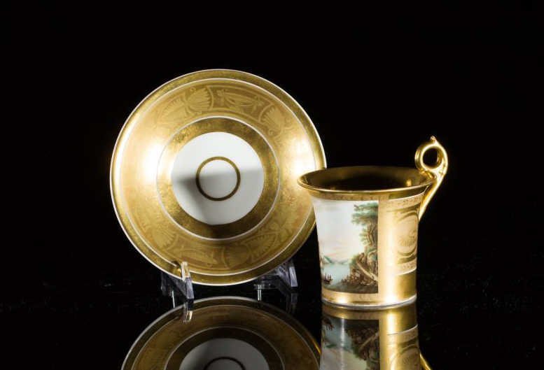 RUSSIAN POPOV PORCELAIN CUP & SAUCER (1 of 9)